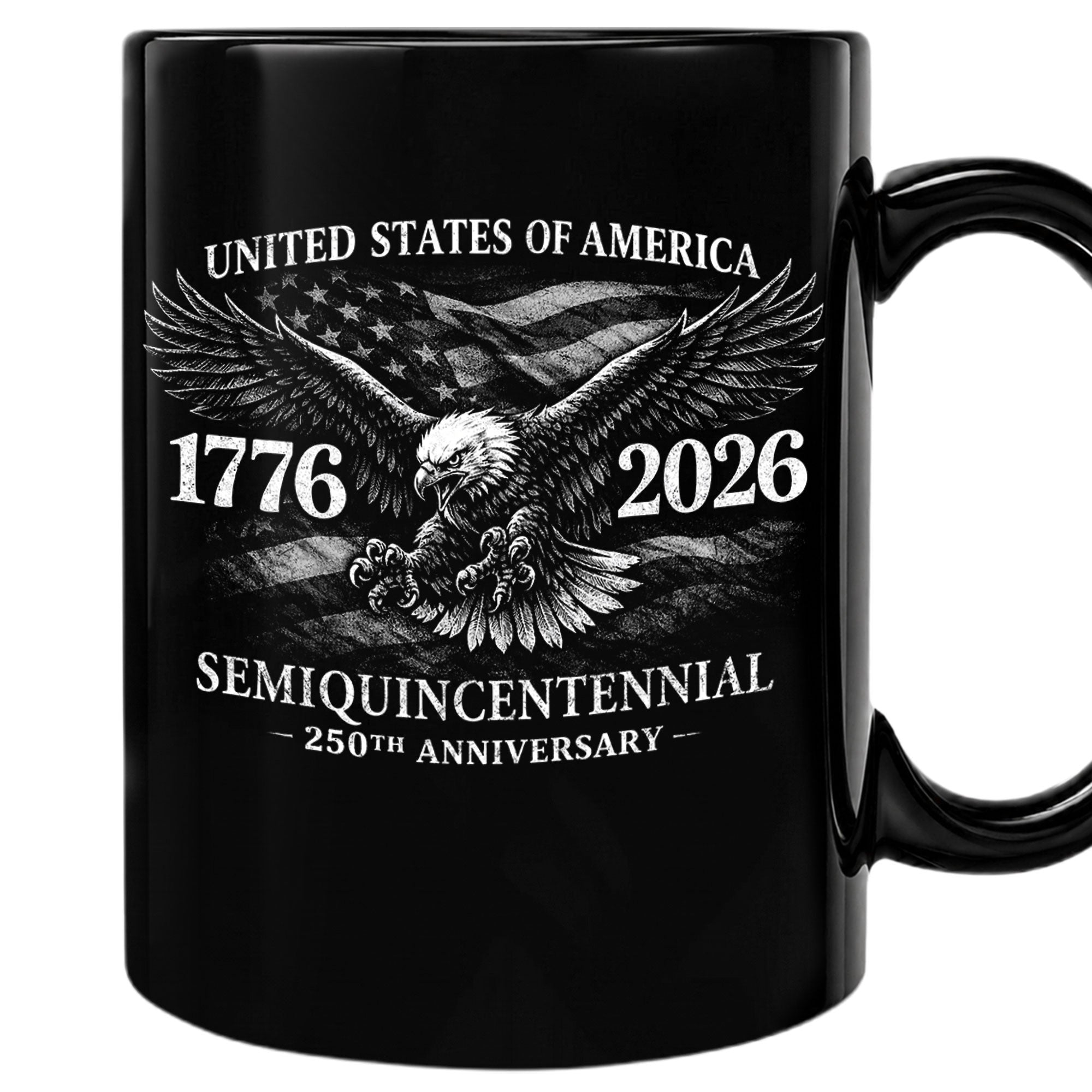 United States 250th Anniversary 1776-2026 Patriotic Eagle Commemorative Black Mug