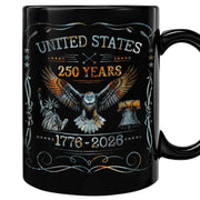 250 Years 1776 2026 Mug United States Patriotic Eagle Liberty Bell Ceramic Cup - Rust Field Wear