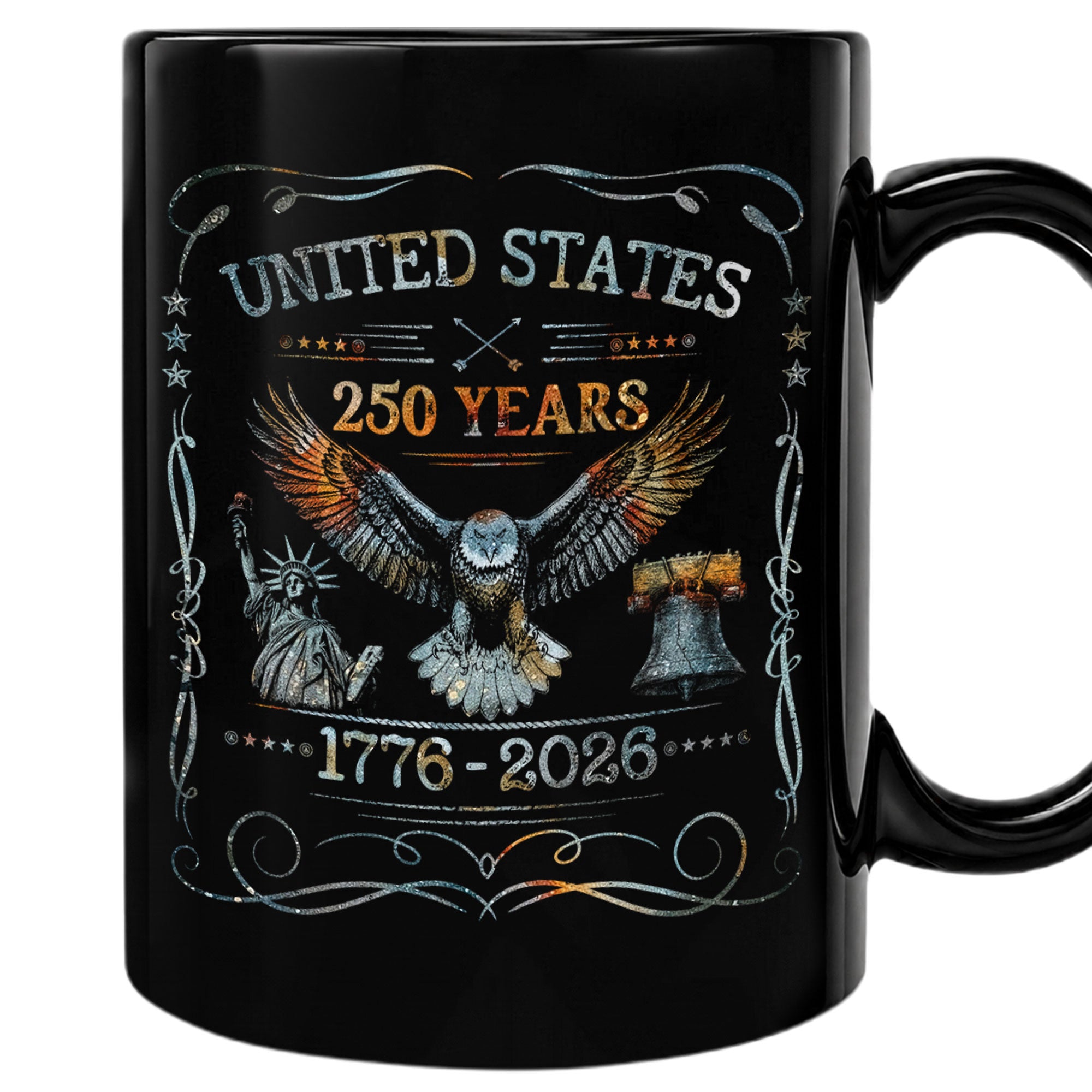 250 Years 1776 2026 Mug United States Patriotic Eagle Liberty Bell Ceramic Cup