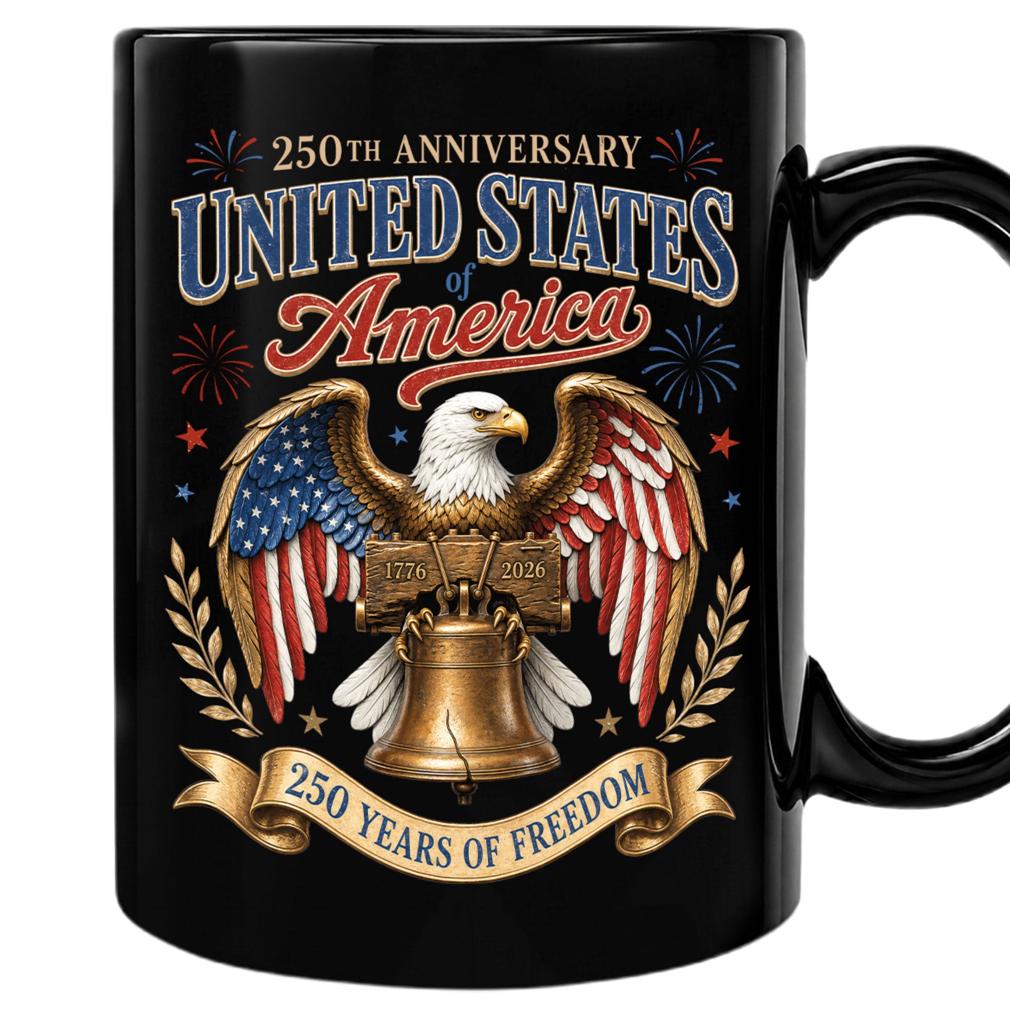 250 Years of Freedom Ceramic Mug – Patriotic Eagle Historical Anniversary Gift Item