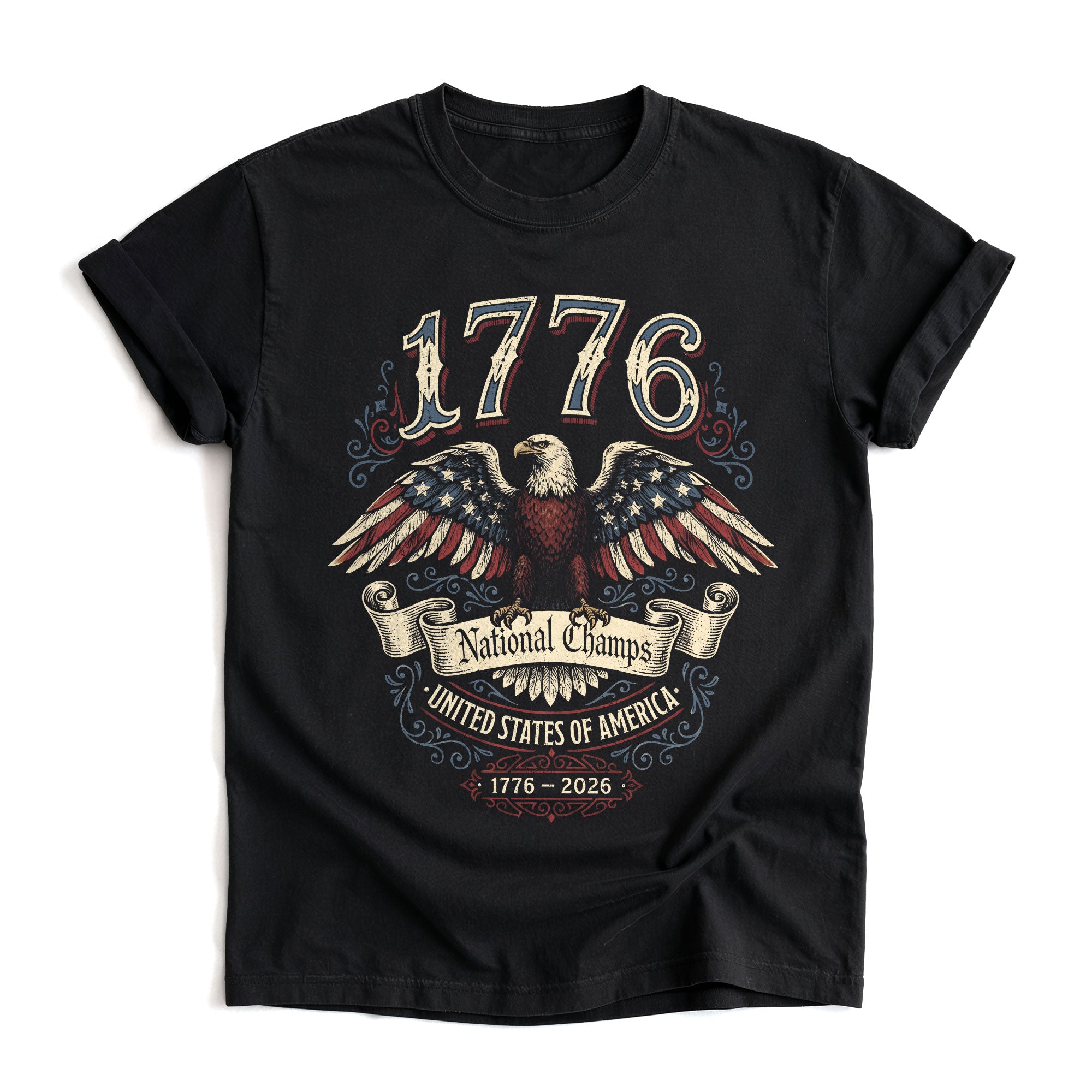 1776 National Champs Shirt Vintage American Eagle Graphic Tee Patriotic 1776-2026 T-Shirt