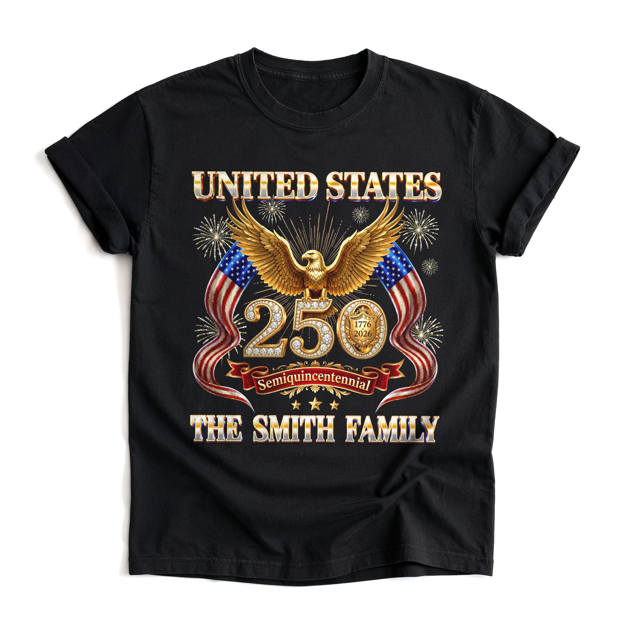 Golden Eagle Holiday Graphic Tee Customized Custom Family Name United States Group Shirts