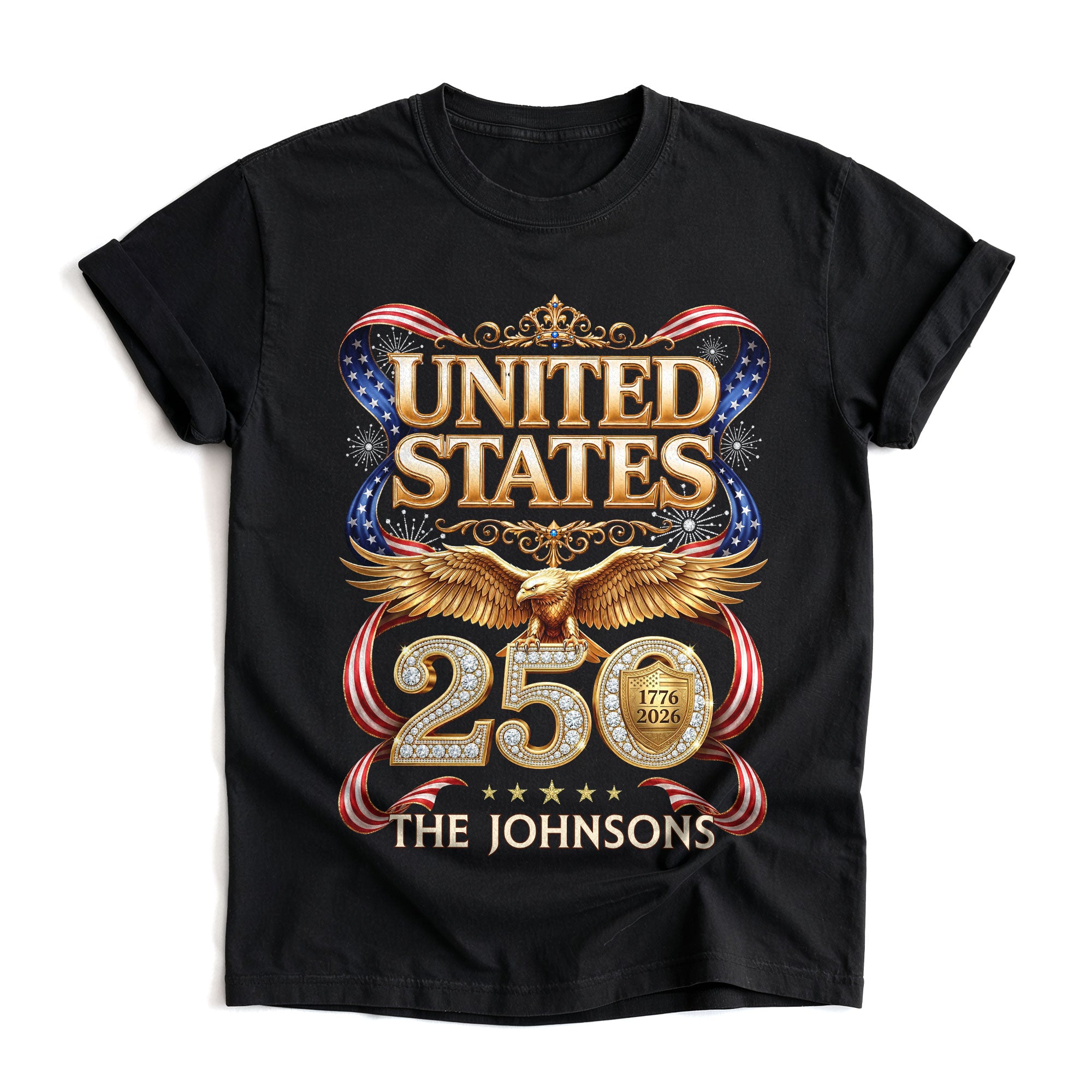 Eagle Crown Holiday Graphic Tee Customized Custom Family Name United States Shirts