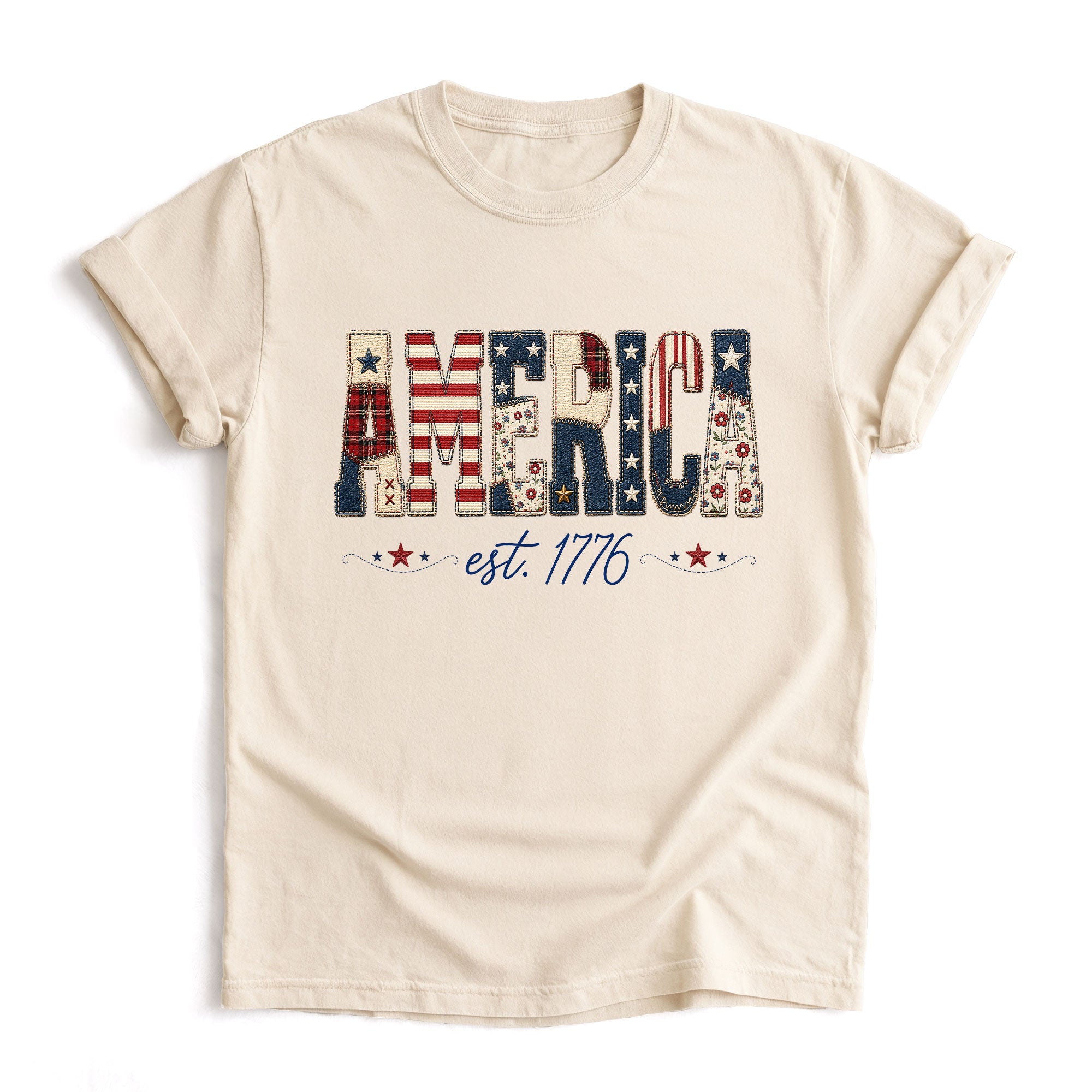 America Est. 1776 Graphic T-Shirt - Patriotic Women's Casual White Summer Tee