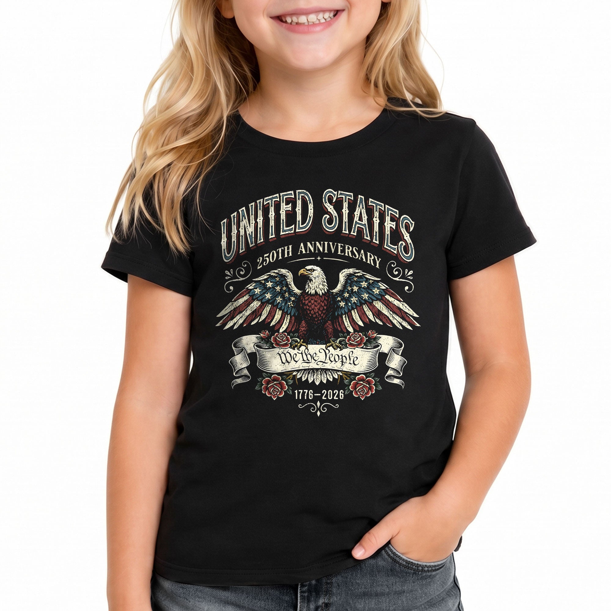 Kids United States 250th Anniversary T-Shirt We The People Eagle Tee 1776–2026
