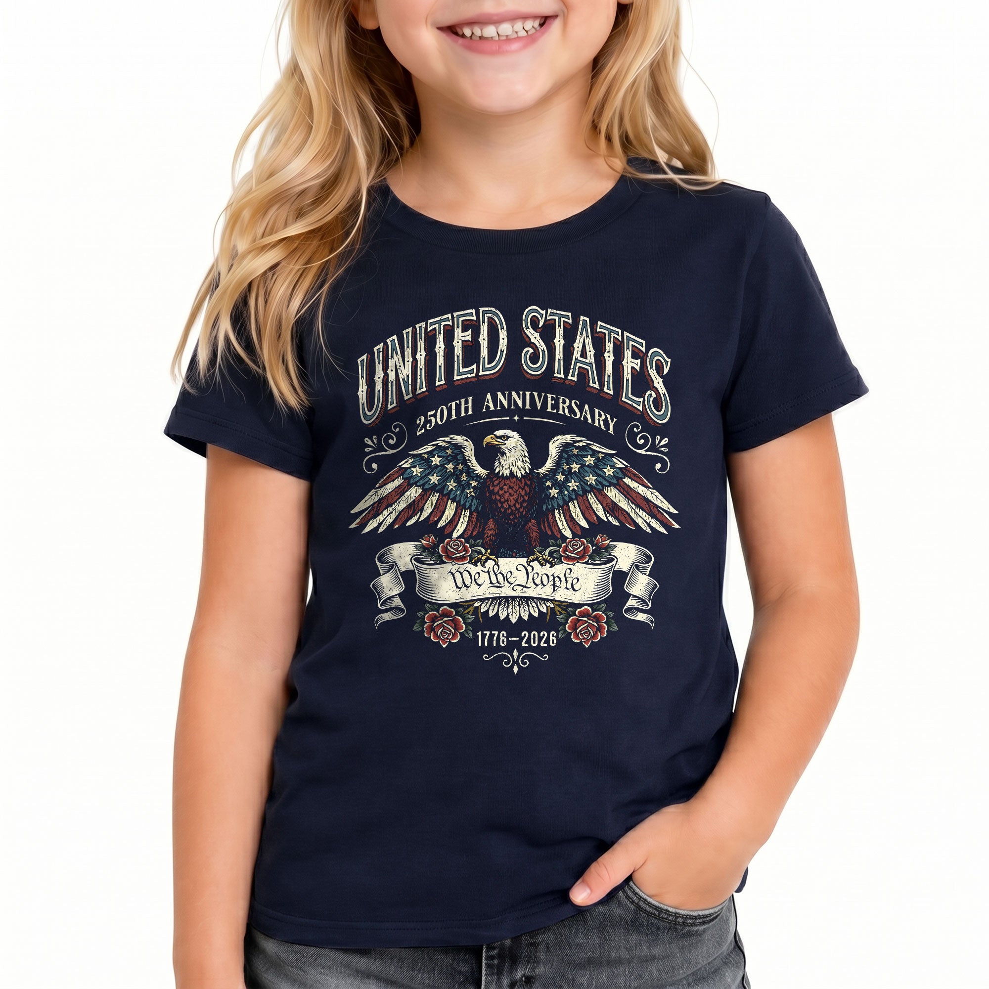 Kids United States 250th Anniversary T-Shirt We The People Eagle Tee 1776–2026
