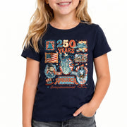 Kids T Shirt Patriotic 250 Years Eagle US Flag History 1776-2026 Independence Day Tee