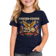 250 Years Kids T-Shirt Patriotic Golden Eagle Fireworks American Flag 1776-2026 Youth
