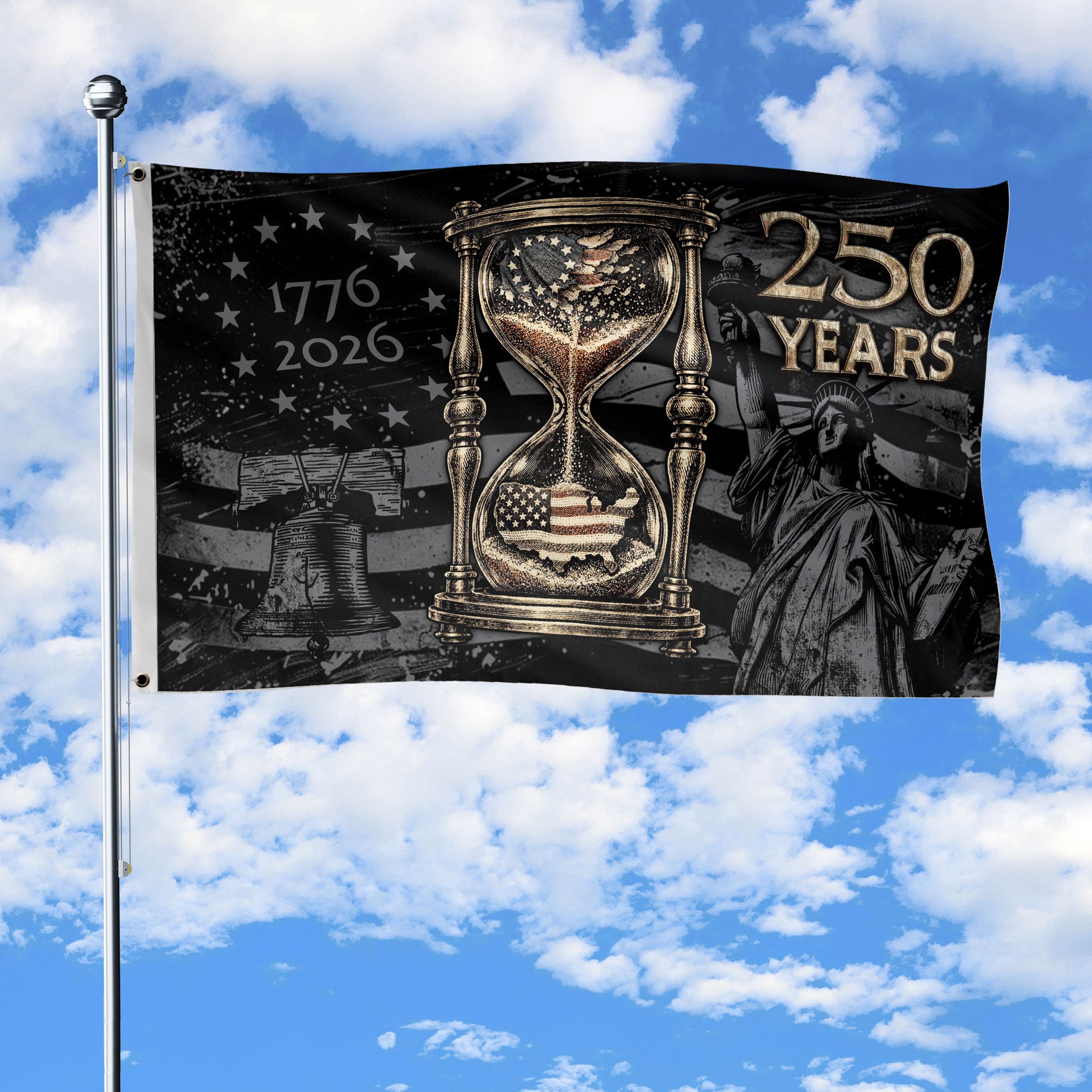 United States 250 Years Anniversary Flag 1776–2026, American Eagle Patriotic Heritage Flag - Rust Field Wear