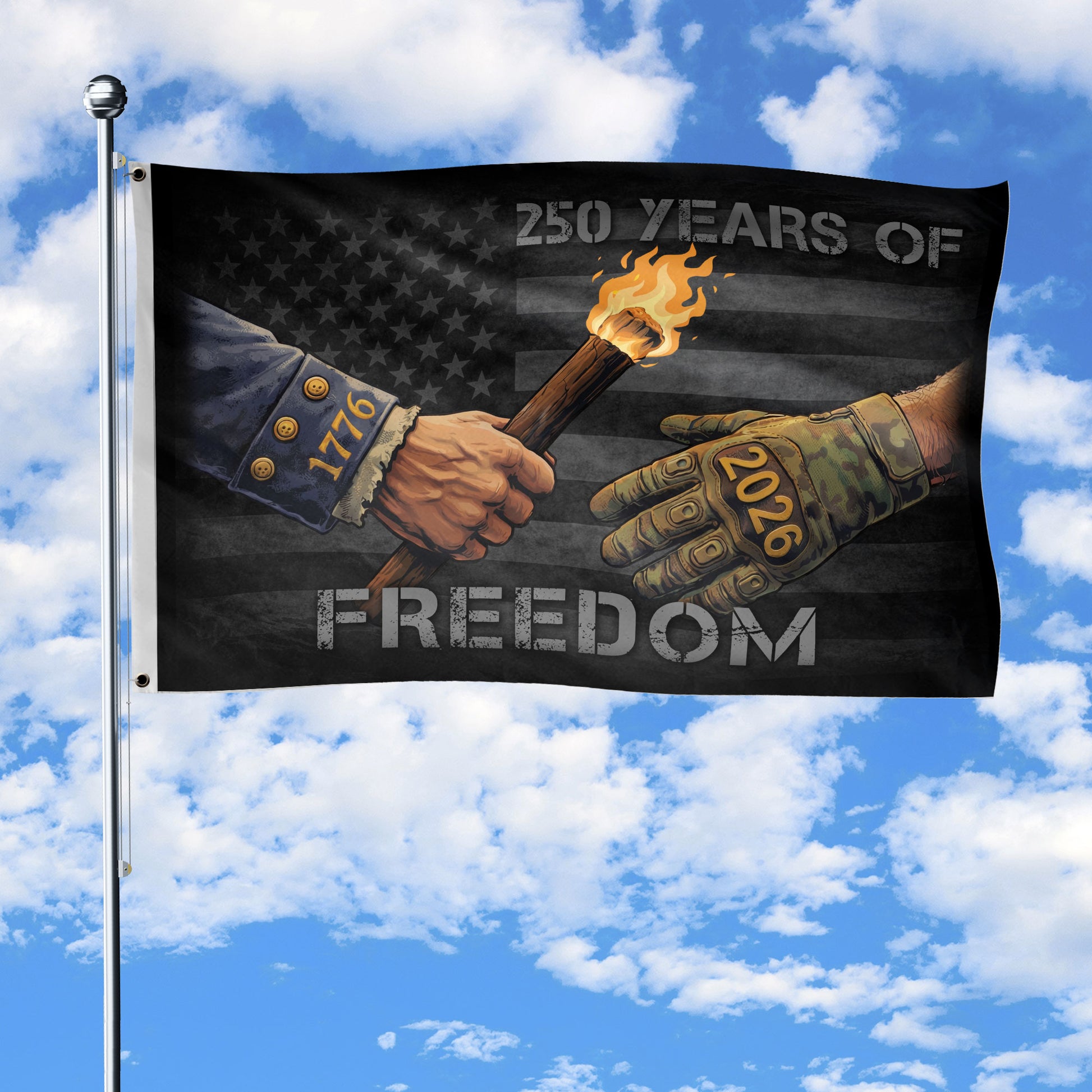 USA 250th Anniversary Flag 250 Years of Freedom 1776-2026 Past Present Legacy Patriotic Heritage - Rust Field Wear