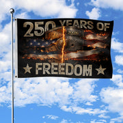 USA 250th Anniversary Flag 250 Years of Freedom 1776-2026 Burning Metal Shield Patriotic