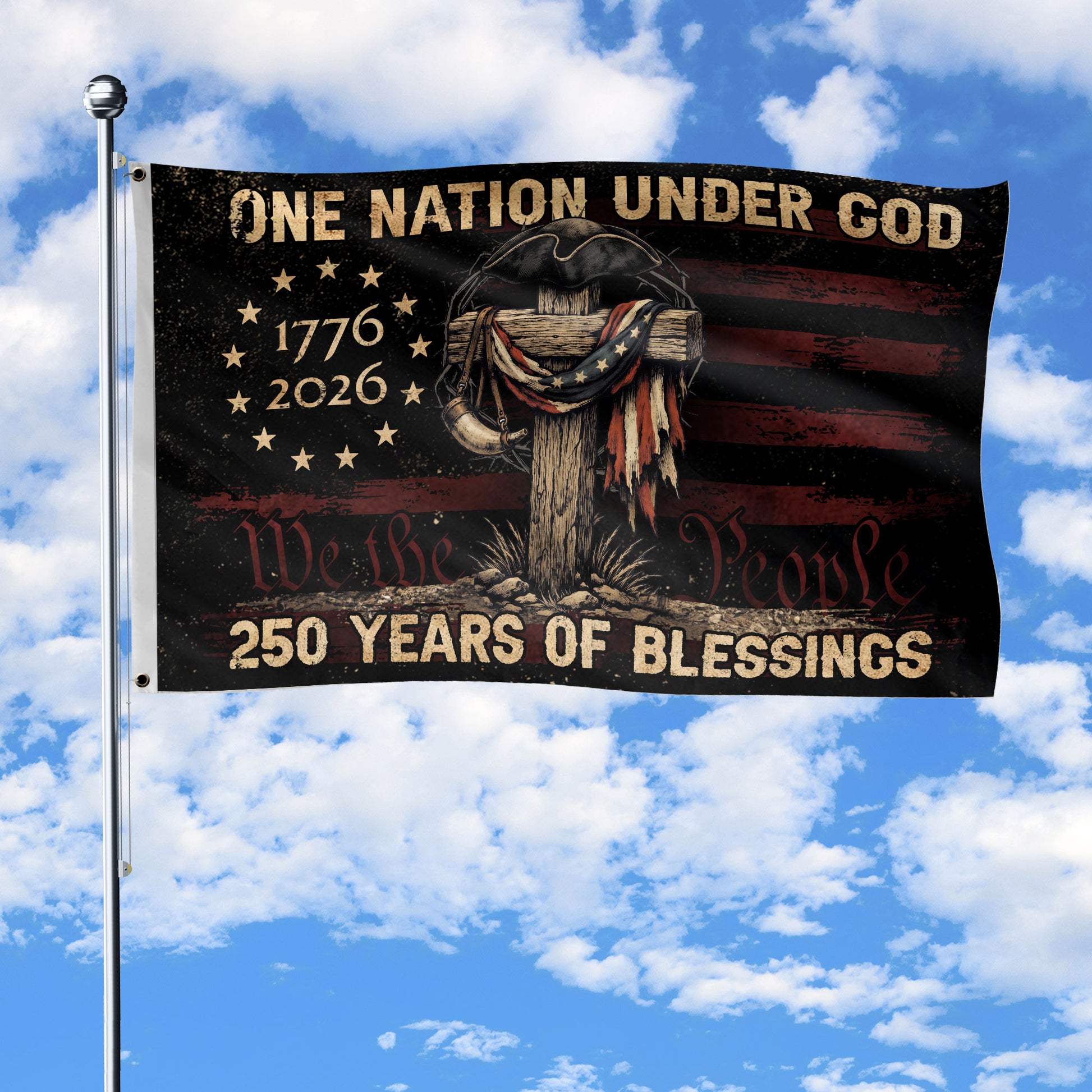 Patriotic Christian Outdoor Flag USA Celebration - Rust Field Wear