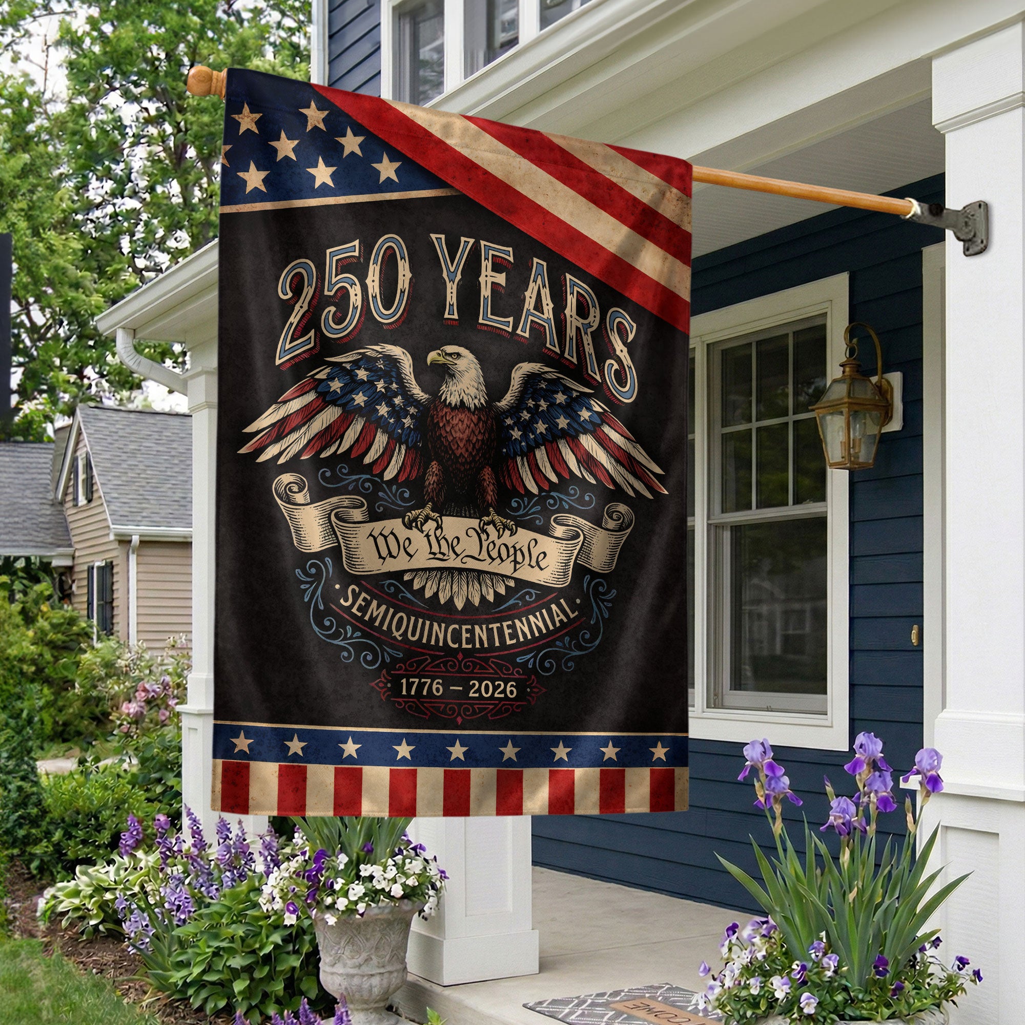 America 250th Anniversary 1776–2026 House Flag – We The People Bald Eagle Vintage Double Sided Printing USA Flag