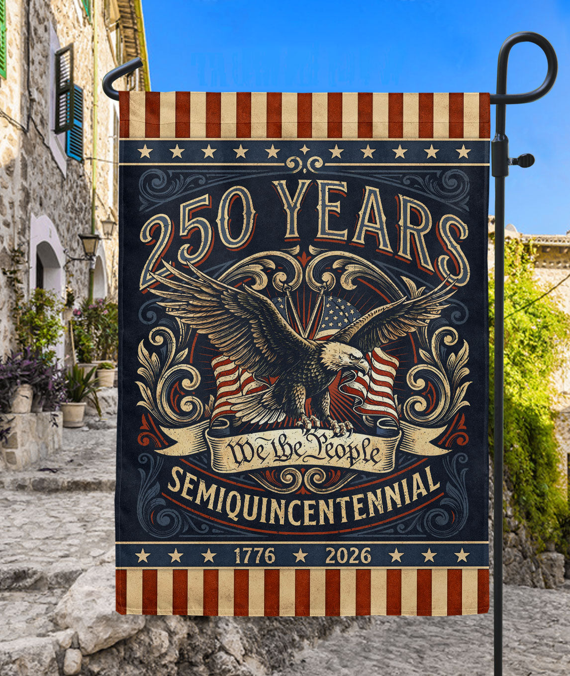 USA 250th Anniversary 1776–2026 House Flag – Retro We The People Bald Eagle Double Sided Printing