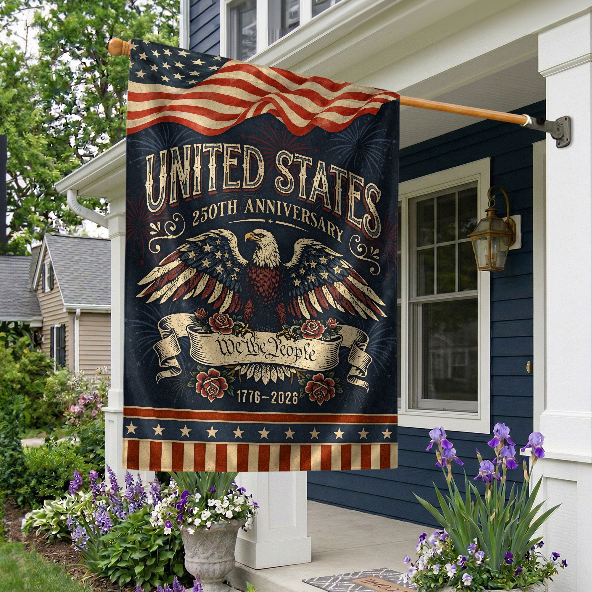 United States 250th Anniversary 1776-2026 Garden Flag – We The People Bald Eagle 250 Years of Liberty Double Sided Banner