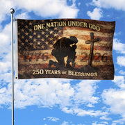 250 Years America Anniversary Soldier Flag 1776-2026 - Revolutionary & Modern Military Heritage Banner, Double Sided Outdoor Flag - Rust Field Wear