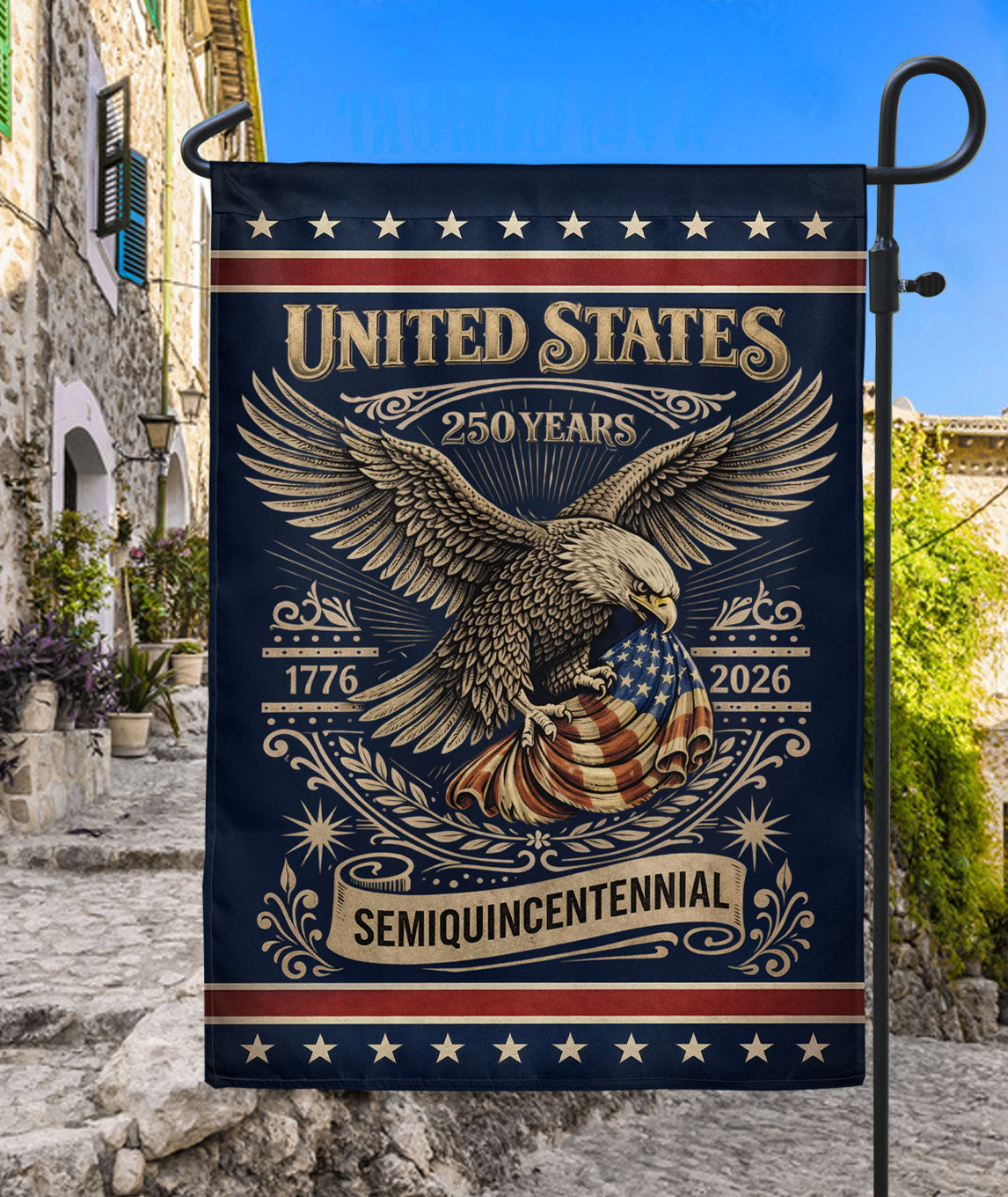 250 Years American Anniversary 1776-2026 Semiquincentennial Garden Flag – Patriotic Eagle USA Double Sided Yard Decor