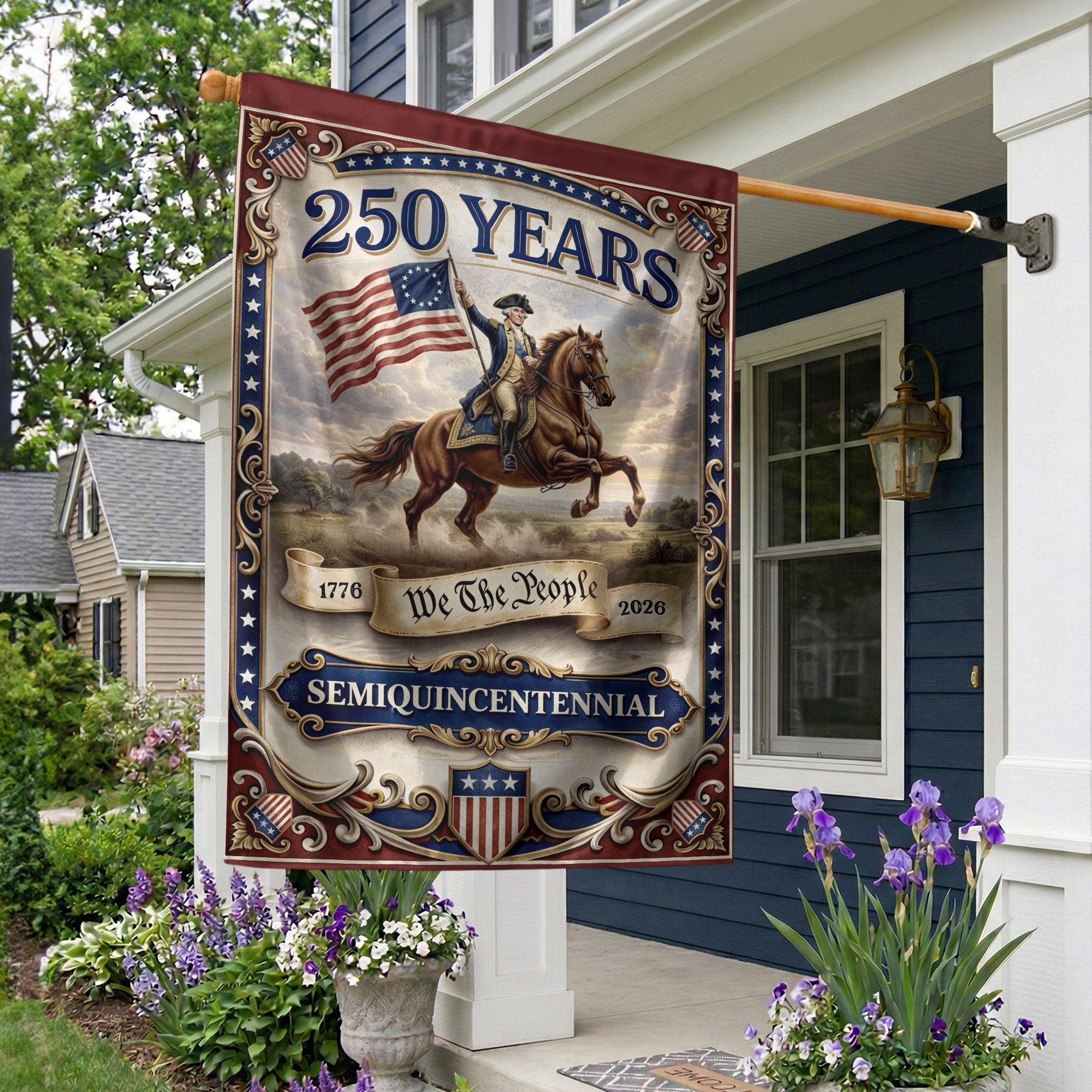 USA 250 Years We The People 1776–2026 House Flag – George Washington Double Sided Anniversary Yard Decor