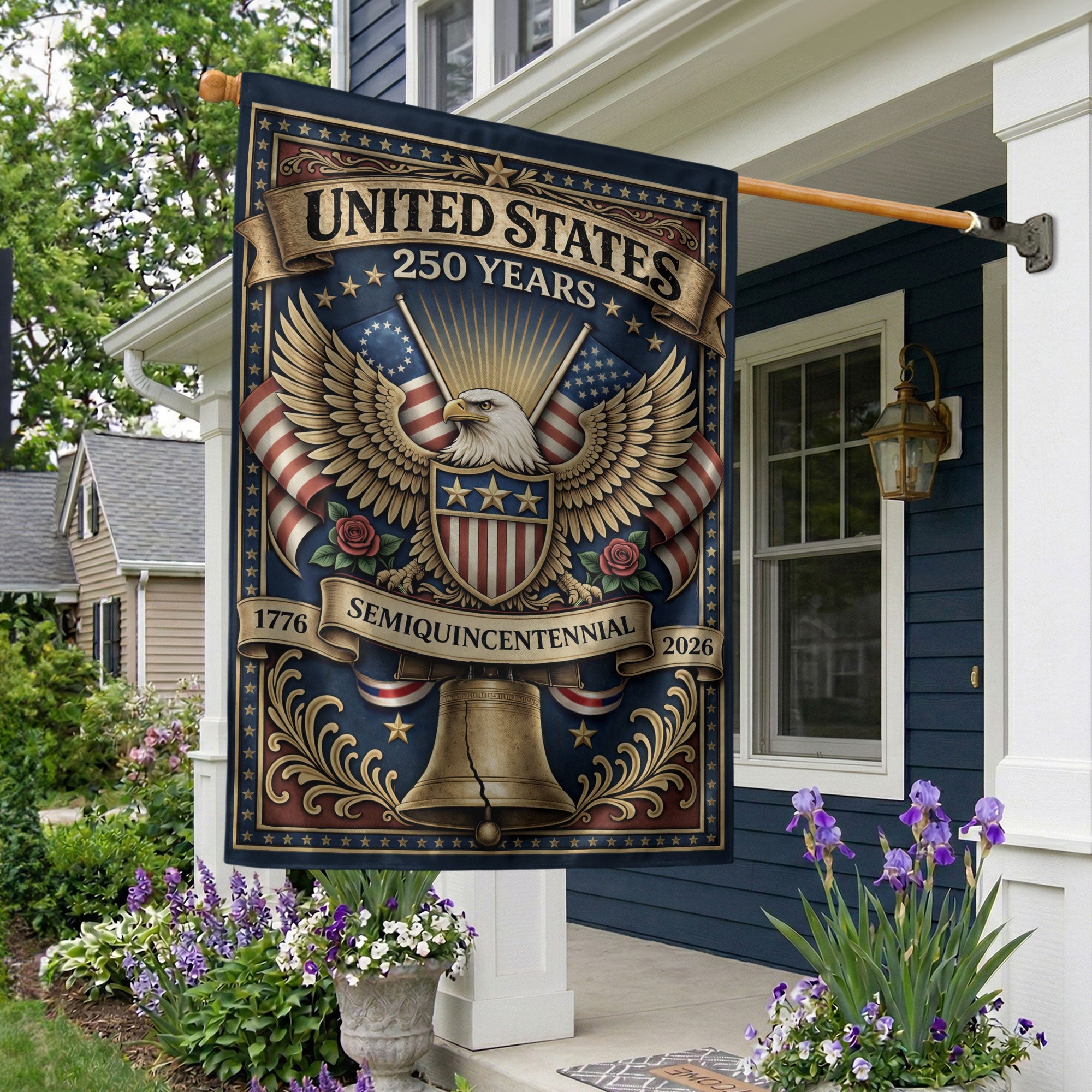 USA 250th Anniversary 1776–2026 House Flag – Majestic Bald Eagle & Stars Stripes Double Sided Banner