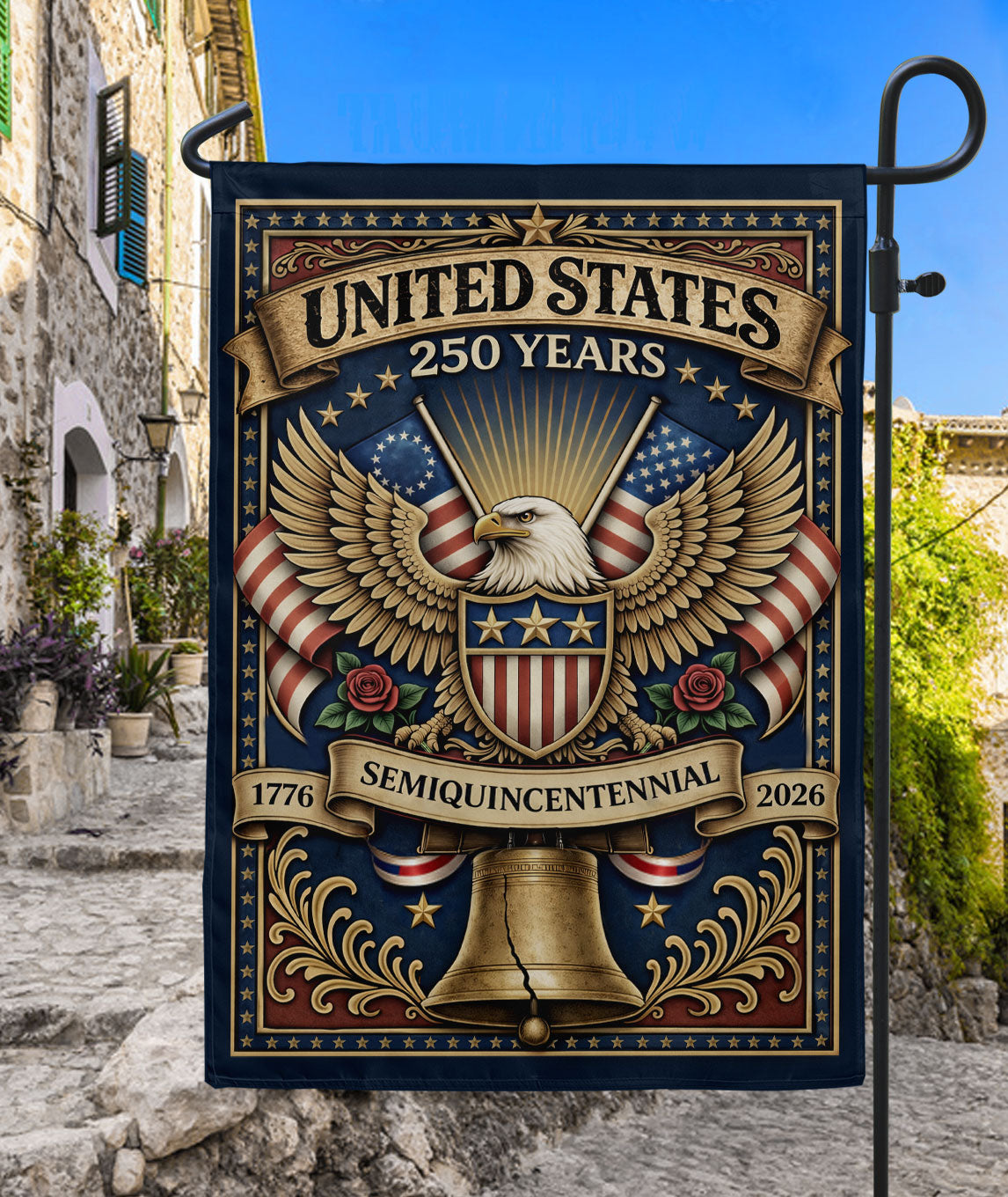 USA 250th Anniversary 1776–2026 House Flag – Majestic Bald Eagle & Stars Stripes Double Sided Banner