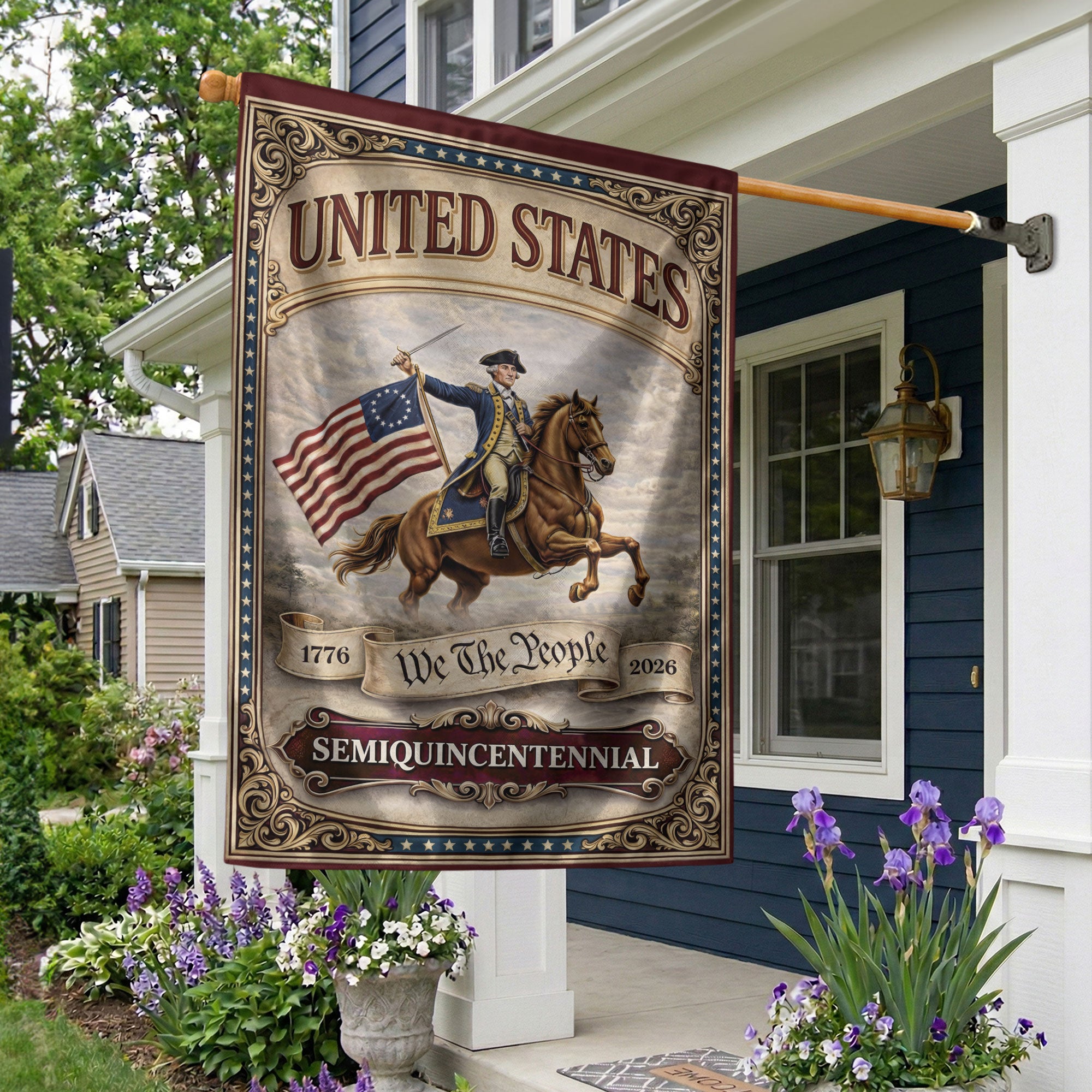 George Washington 250th Anniversary 1776–2026 House Flag – America 250 We The People Double Sided Yard Decor