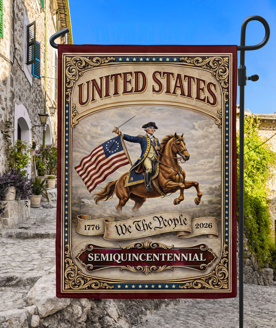 George Washington 250th Anniversary 1776–2026 House Flag – America 250 We The People Double Sided Yard Decor