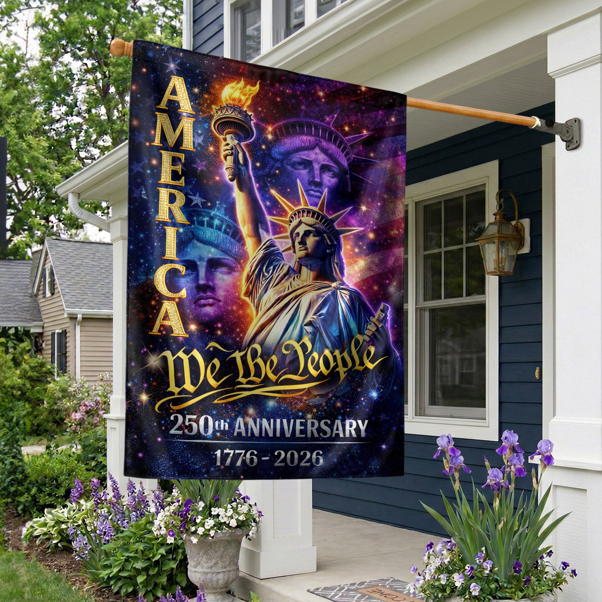 America 250th Anniversary House Flag - Statue of Liberty "We The People" 1776-2026, Double Sided 250 Years Outdoor Decor