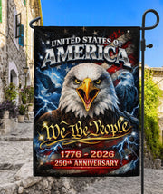 America We The People 250th Anniversary Garden Flag - Eagle Freedom 1776-2026, Double Sided 250 Years Outdoor Decor - Rust Field Wear