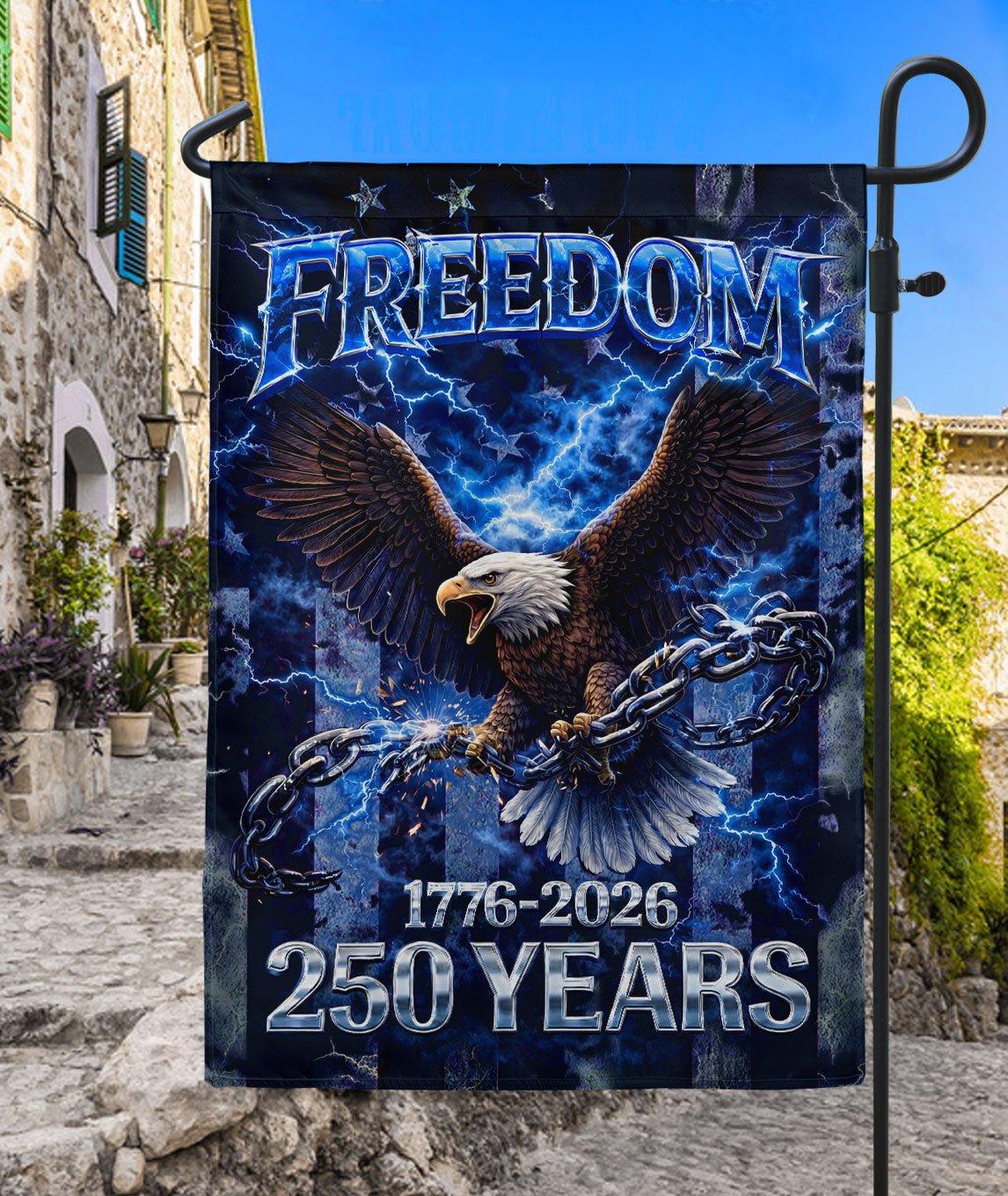 America 250th Anniversary House Flag - Patriotic Freedom Eagle 1776-2026, 250 Years Double Sided Outdoor Decor - Rust Field Wear