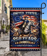George Washington USA 250th Anniversary 1776-2026 Garden Flag – American Revolution General on Horse 250 Years Double Sided Outdoor Decor