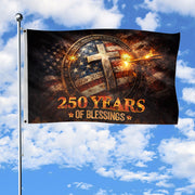 Christian 250 Years America Anniversary Flag - One Nation Under God 1776-2026, Double Sided Faith House Banner - Rust Field Wear