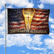 Flag 250 Years of Blessings 1776-2026 - One Nation Under God 250th Anniversary USA Christian Flag, Double Sided Premium House Flag - Rust Field Wear