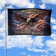 USA 250th Anniversary 1776-2026 Double Sided Flag – Flying Eagle 250 Years of Blessings One Nation Under God Decor - Rust Field Wear