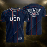 Navy USA Soccer Jersey American Flag Eagle Design Patriot Soccer Shirt for Men Women