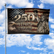 US 250 Years Flag 3x5 ft Statue of Liberty Eagle 1776-2026 Patriotic American Banner - Rust Field Wear