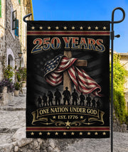 250th Anniversary USA Flag Garden Decor – One Nation Under God, We The People Cross Garden Flag, Faith and Freedom Patriotic Flag