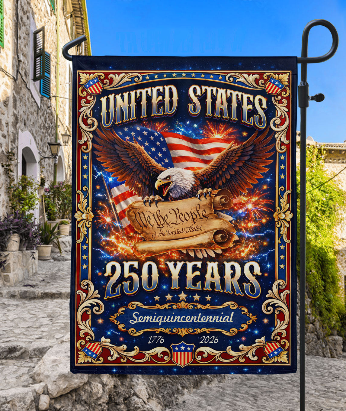 USA 250th Anniversary Garden Flag 1776-2026 – We The People Constitution Double Sided Patriotic Yard Flag