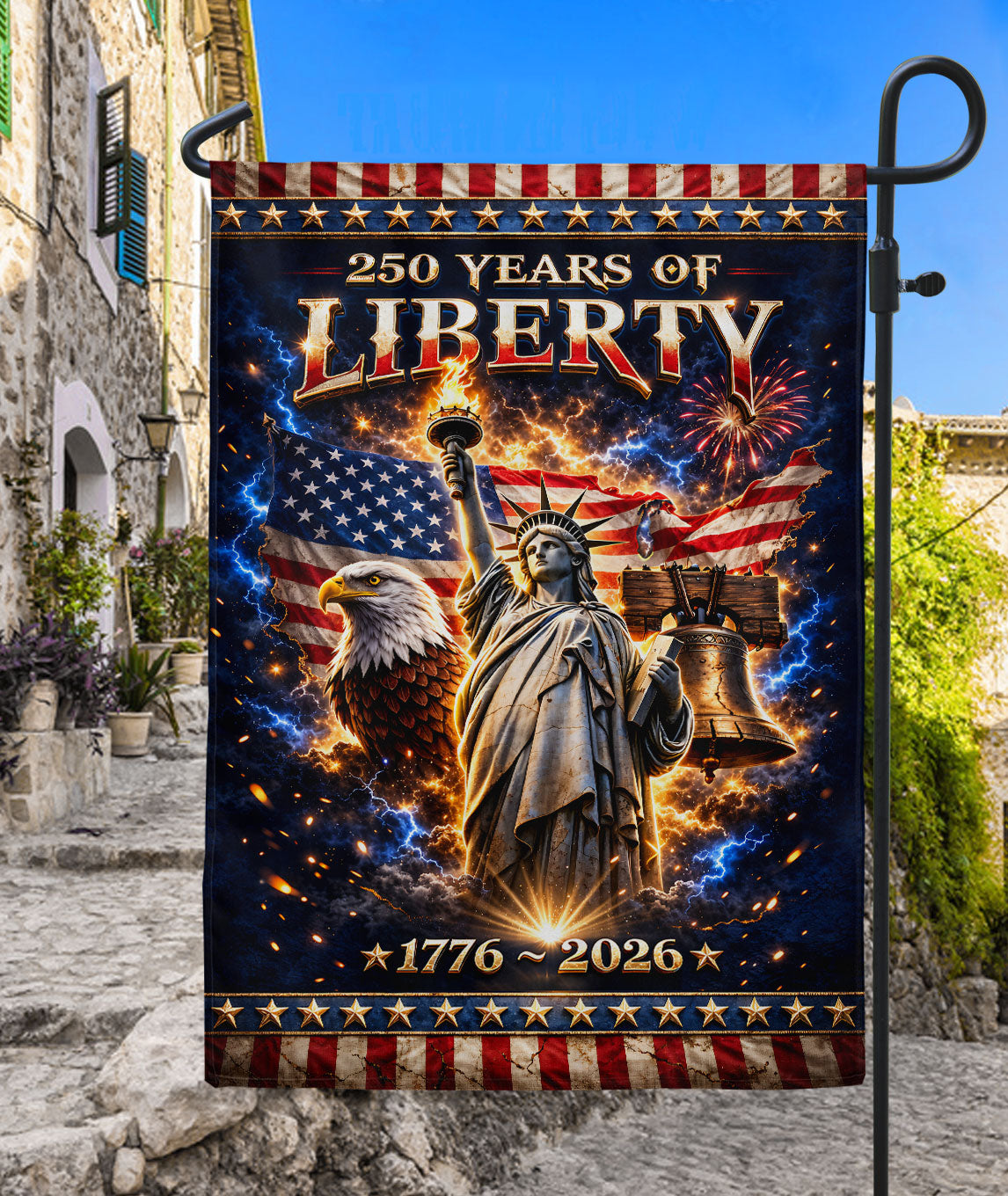 250 Years of Liberty House Flag 1776-2026 – One Nation Under God Christian Values Double Sided Patriotic Flag