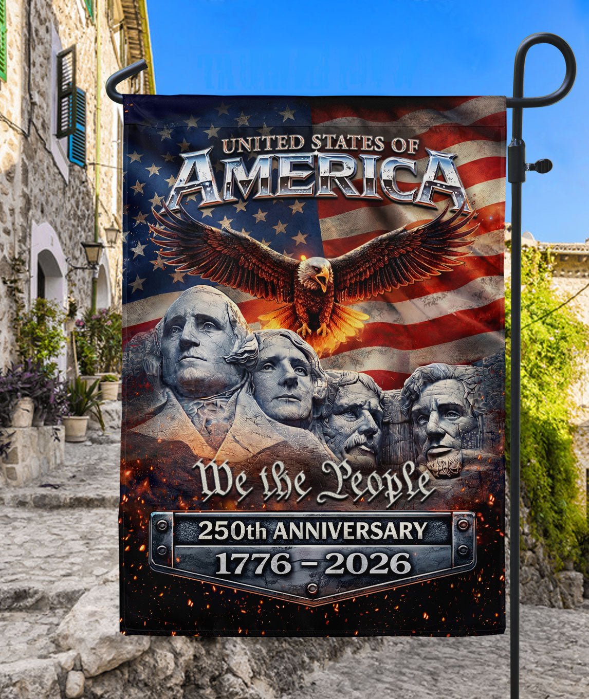 American Flag 250 Year Anniversary Garden Flag 1776-2026 – USA 250th Anniversary Patriotic Outdoor Yard Decor - Rust Field Wear