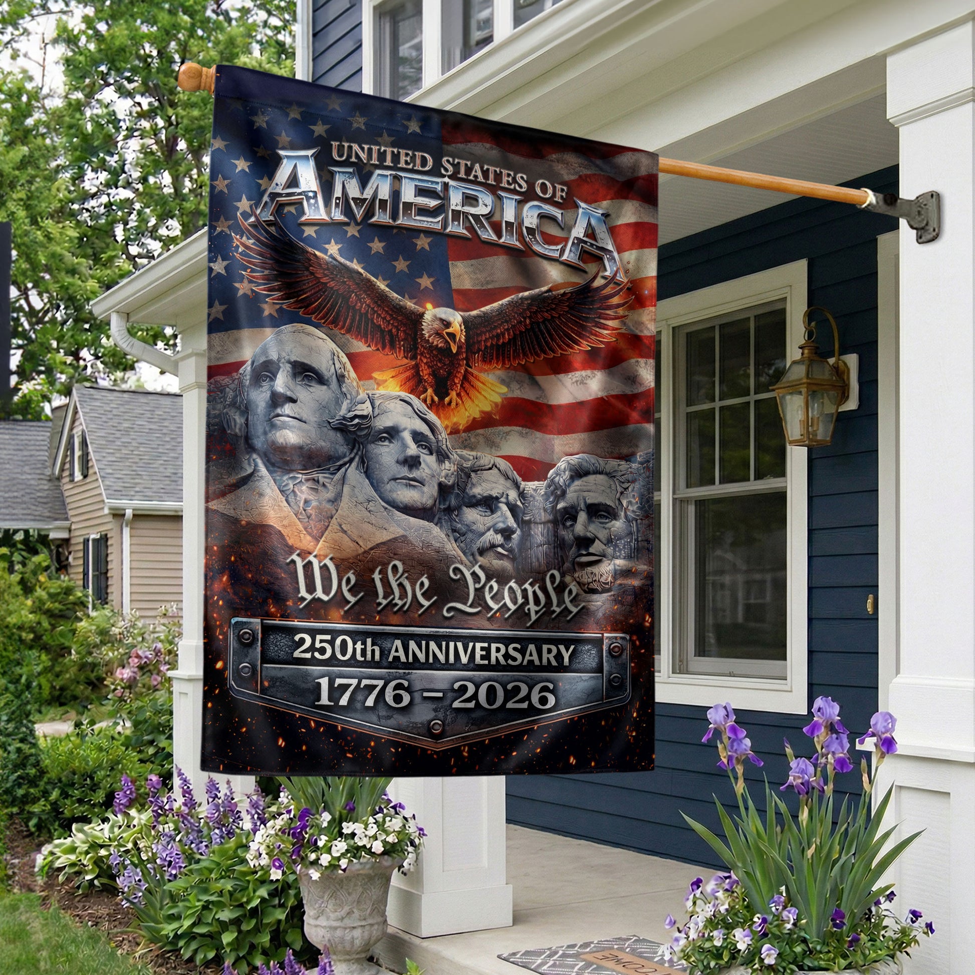 American Flag 250 Year Anniversary Garden Flag 1776-2026 – USA 250th Anniversary Patriotic Outdoor Yard Decor - Rust Field Wear