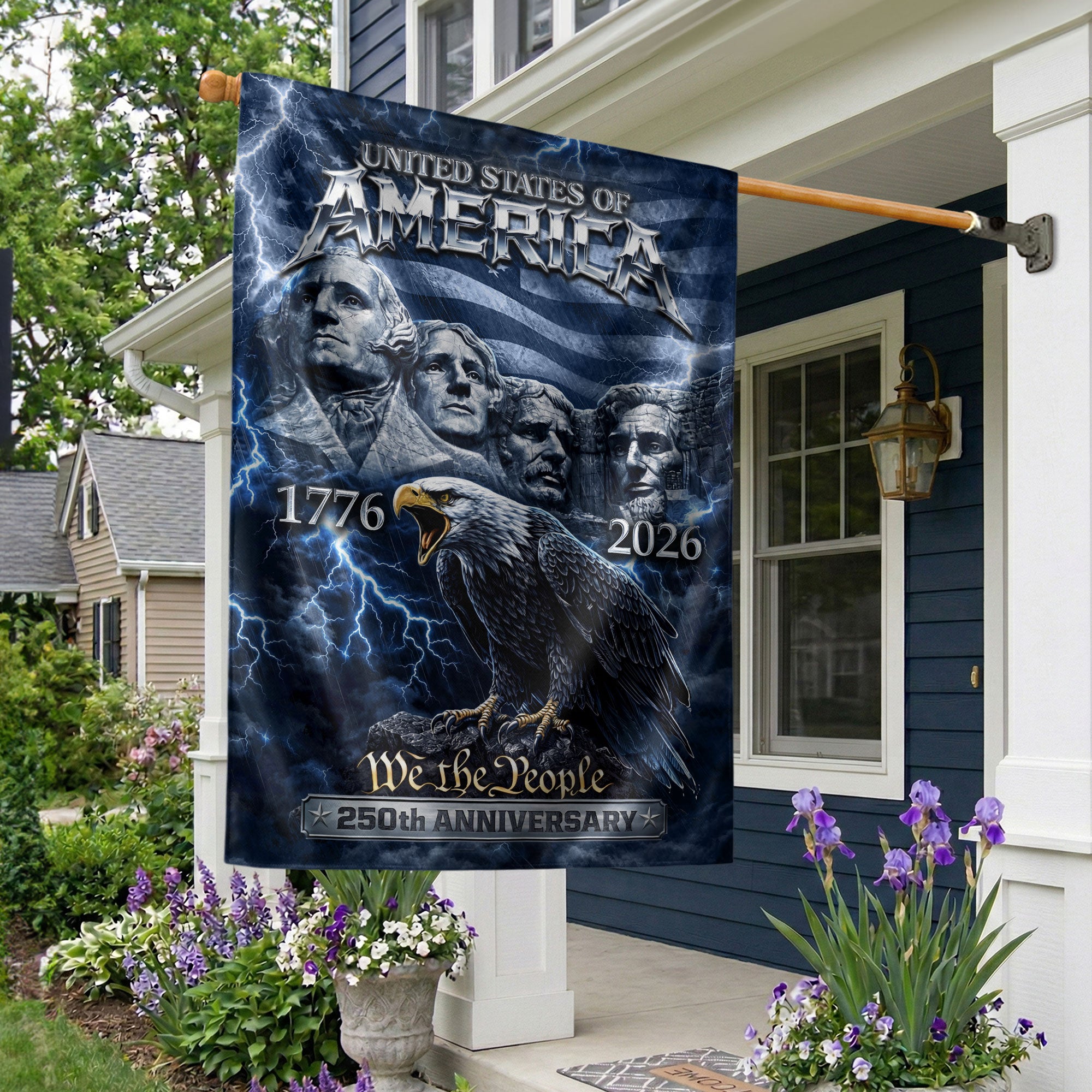 USA 250 Anniversary House Flag 1776-2026 – American 250th Anniversary Flag Patriotic Outdoor Yard Decor