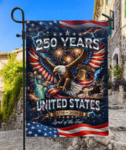 USA 1776-2026 250 Years Garden Flag Patriotic Eagle Yard Decor 12x18inch - Rust Field Wear