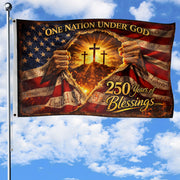 250 Years of Blessings Flag One Nation Under God Christian Three Crosses Patriotic Banner 3x5ft