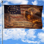 250 Year American Anniversary House Flag 1776–2026 Patriotic USA Flag One Nation Under God - Rust Field Wear