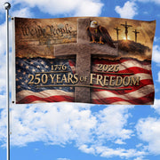 US 250 Years of Freedom Flag 3x5 ft Christian Cross Eagle 1776-2026 Patriotic Banner - Rust Field Wear
