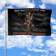 Three Nails Cross Christian House Flag One Nation Under God We The People Decor