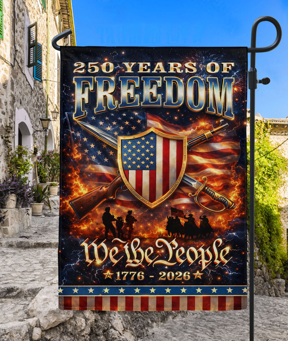 250 Years of Freedom Garden Flag We The People Patriotic 1776 2026 Outdoor Banner