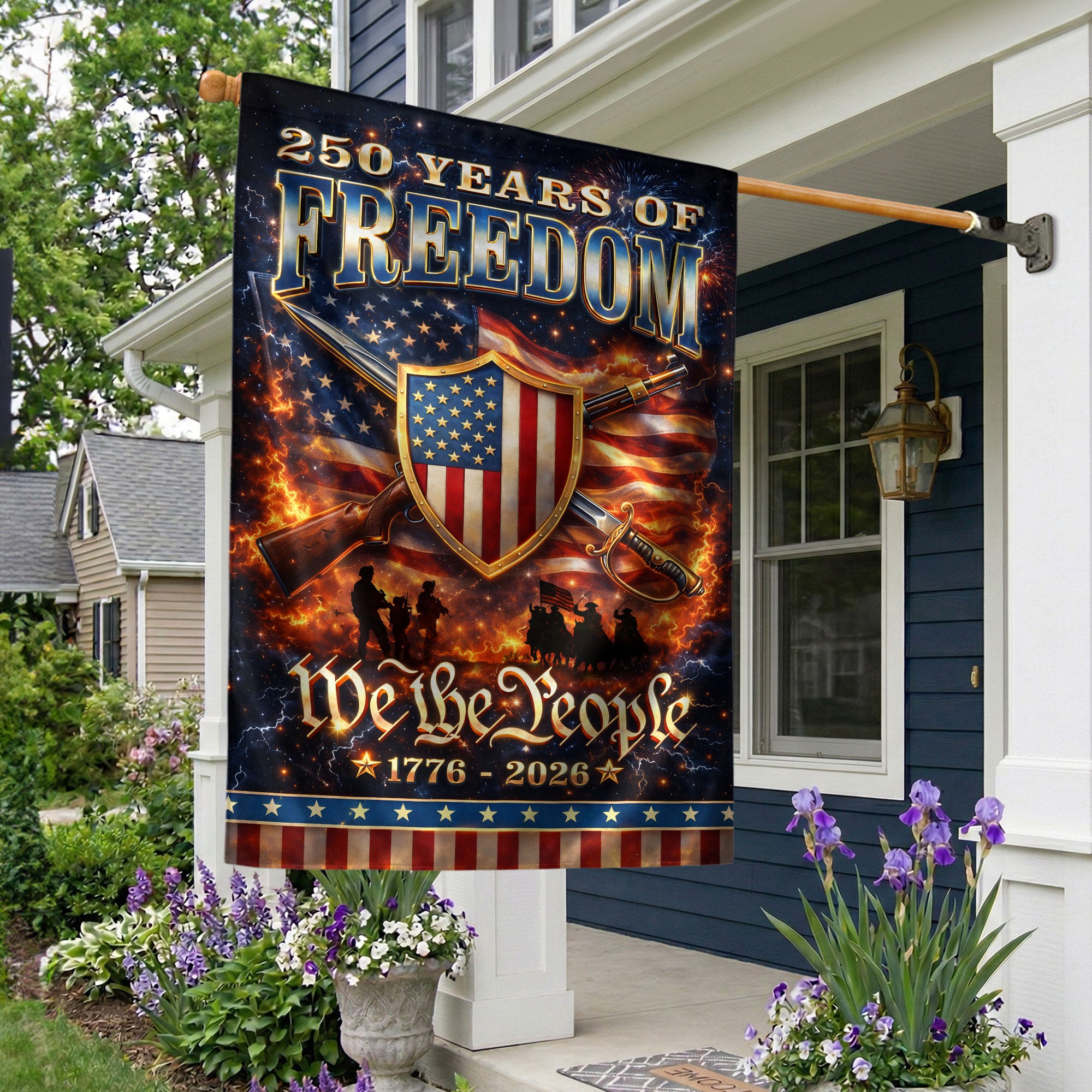 250 Years of Freedom House Flag Patriotic We The People 1776 - 2026 American