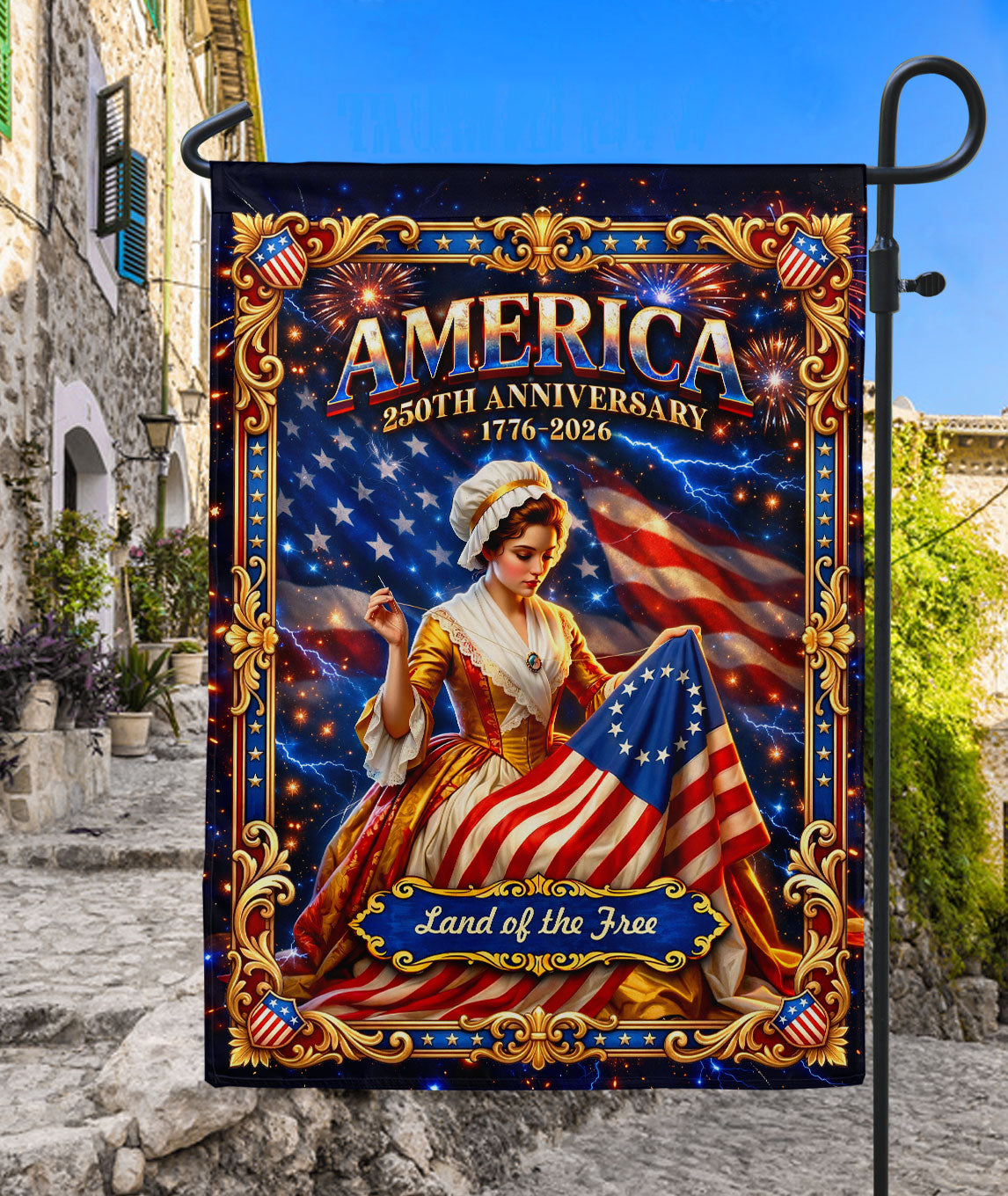 America 250th Anniversary House Flag Betsy Ross Land of the Free 1776 - 2026