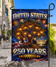United States 250 Years Garden Flag Freedom Tree Patriotic 1776 2026 Outdoor Banner